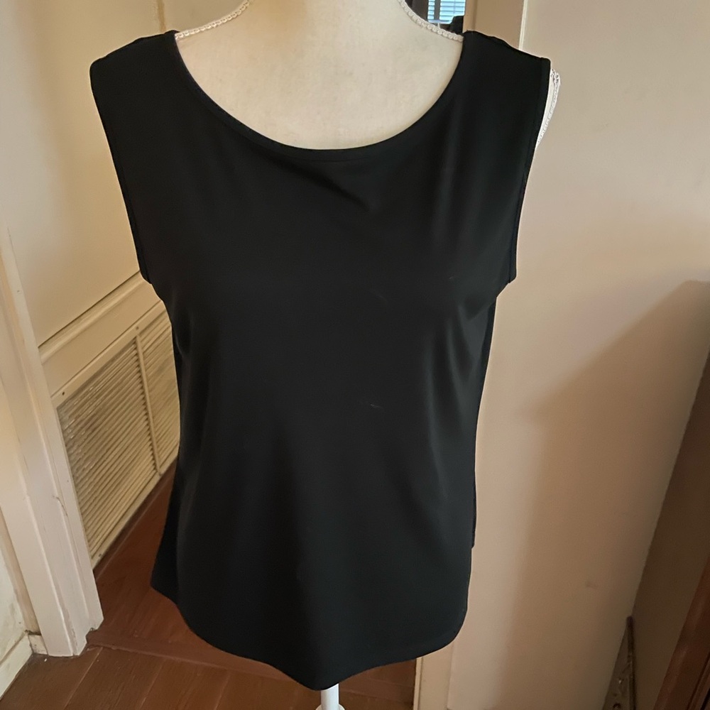 Amanda Smith black basic tank top Size medium polyester round neck sleeveless - Picture 4 of 11